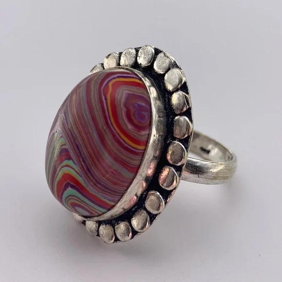 Rainbow Cal-silica Sterling Silver Ring - Picture 3 of 12